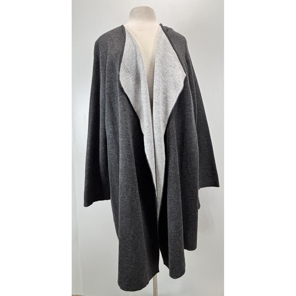 Chicos Open Cardigan Sweater Sz 3 US X-Large Women's Grey Mid Length Classic